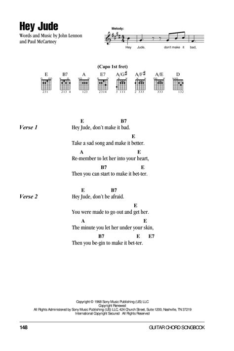 Hey Jude by The Beatles - Guitar Chords/Lyrics - Guitar Instructor