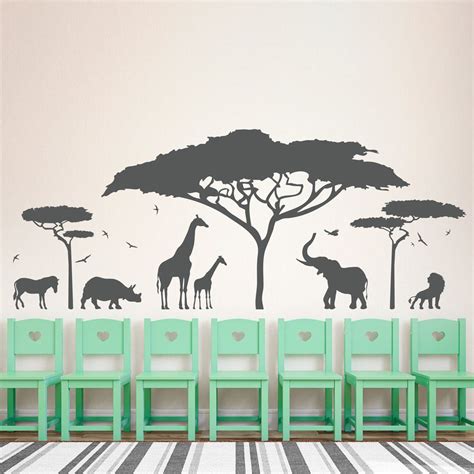 African Safari Wall Decal Zoo Wall Decal, African Decal, Nature Wall ...