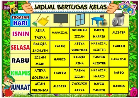 Contoh Jadual Bertugas Kelas - Babyvdf