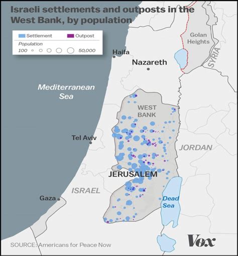 Map showing the growth of the Israeli settlements in the Occupied West ...