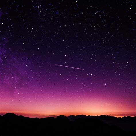 Star Galaxy Night Sky Mountain Purple Red Nature Space iPad Air ...