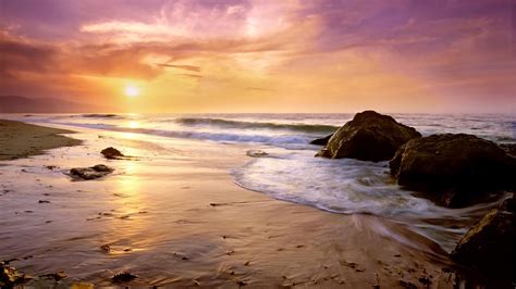 Download Horizon Sunset Malibu Sea Ocean Nature Beach HD Wallpaper