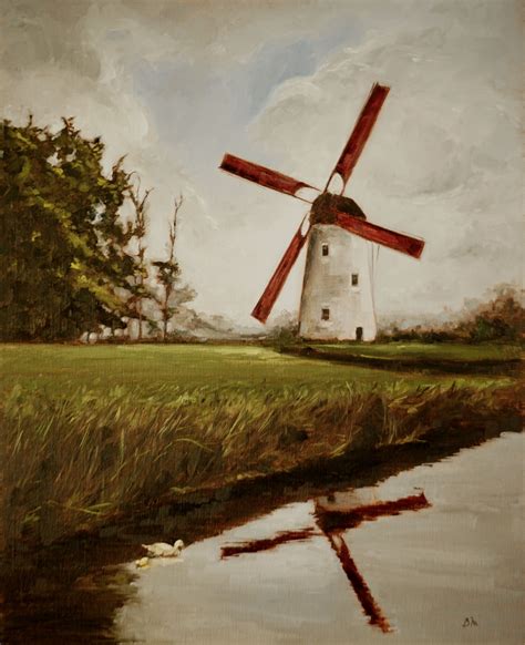 Windmill - Painting by Begoña Morton | Painting, Art, Windmill