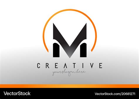 M letter logo design with black orange color cool Vector Image