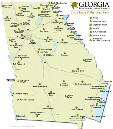 Georgia State Parks & Historic Sites Map | Georgia State Parks ...