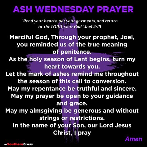 Ash Wednesday Prayer - The Southern Cross