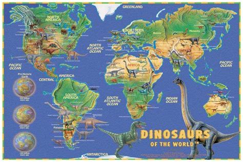 Where are the Dinosaur Fossils found ? in 2023 | Wall maps, Dinosaur ...