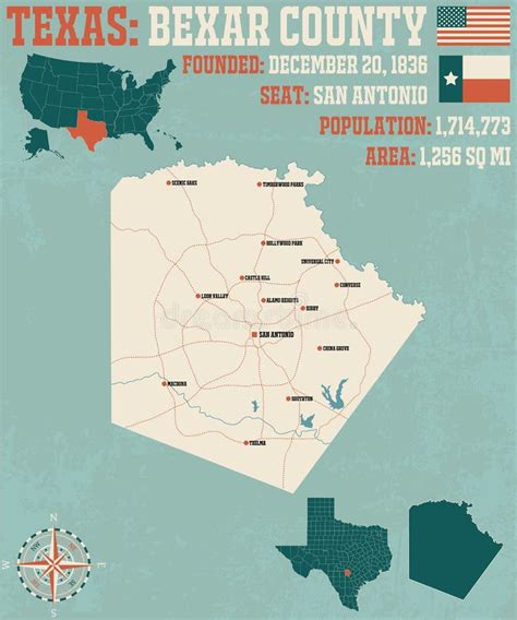 Map of Bexar County in Texas Stock Vector - Illustration of states ...