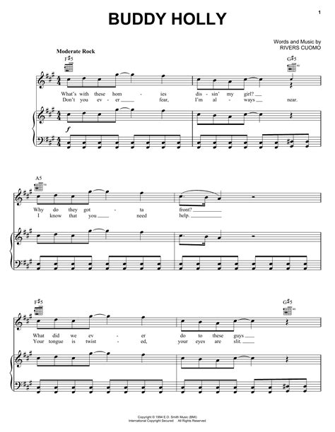 Weezer "Buddy Holly" Sheet Music Notes | Download Printable PDF Score 70211