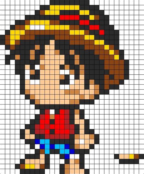 Chibi Luffy One Piece perler bead pattern | Manga&anime ... | Pixel art ...