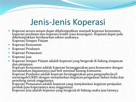 Jenis Jenis Koperasi Di Indonesia