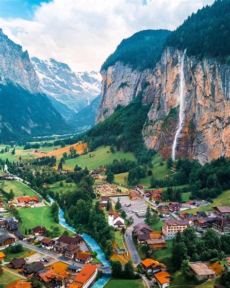 The view of the valley of 72 waterfalls 📍 Lauterbrunnen Switzerland 🇨🇭 ...