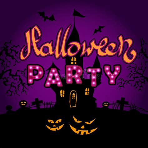 Happy Halloween Party on Violette Background Stock Vector ...