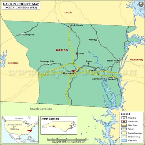 Gaston County Map, North Carolina