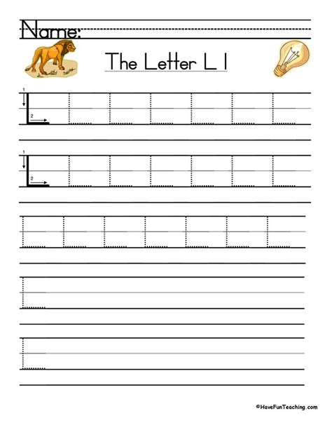 Letter L Handwriting Practice Worksheet - Have Fun Teaching ...