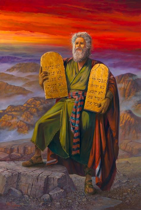 Original Oil Painting: The commandments given to Moses at Mount Sinai ...