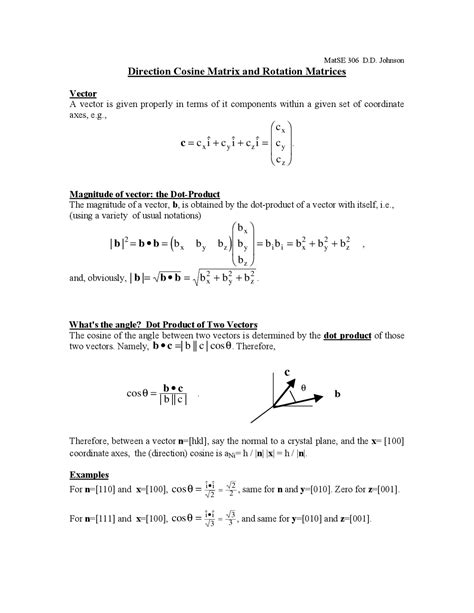 Direction Cosine Matrix and Rotation Matrices | MSE 280 - Docsity