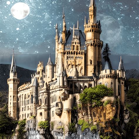 Gothic Castle at Night · Creative Fabrica