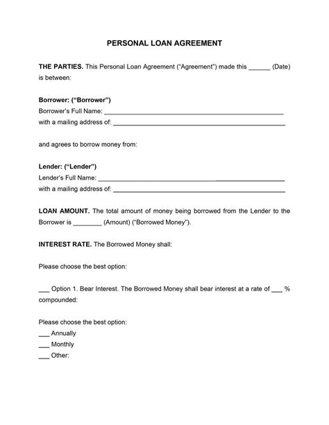 Personal Loan Agreement Template