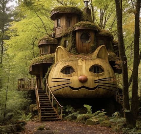 Unique Cat Tree House in the Woods