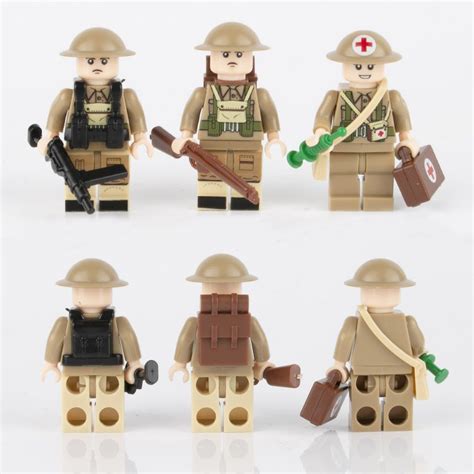 6pcs WW2 British Soldiers Compaible Lego WW2 Soldiers