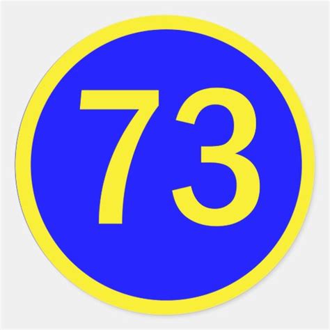 number, 73, in a circle classic round sticker | Zazzle.com