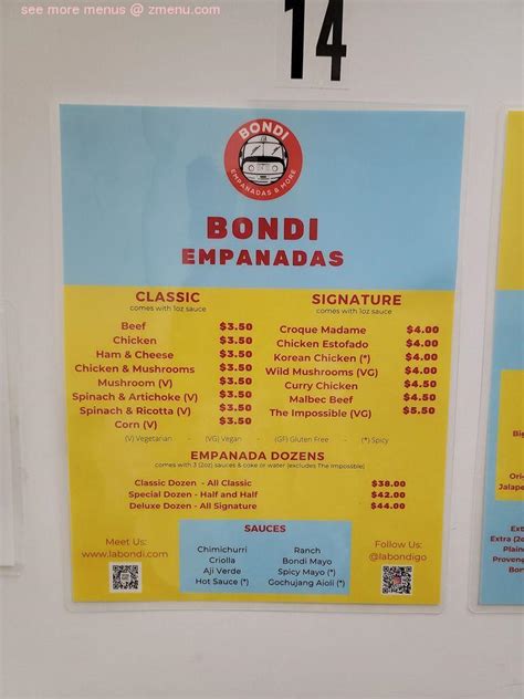 Online Menu of Bondi Restaurant, Los Angeles, California, 91405 - Zmenu