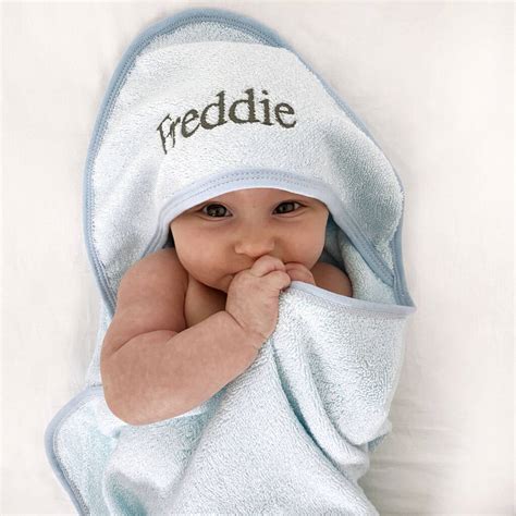 Personalised Blue Hooded Baby Towel By A Type Of Design