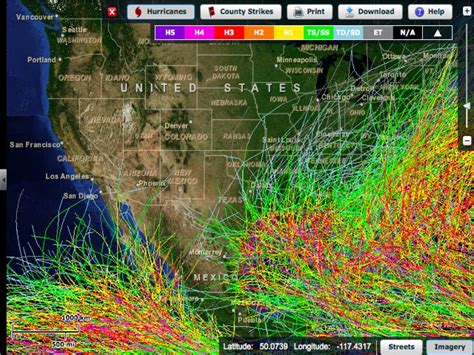 Historical Hurricane Tracks Map