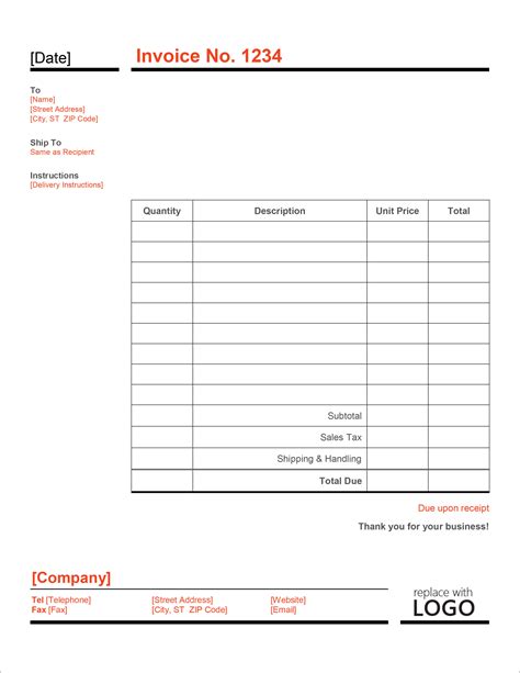 Ms excel invoice templates - rewaalpine