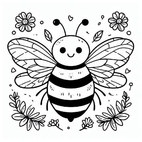 Cute Bumble Bee coloring page - Download, Print or Color Online for Free