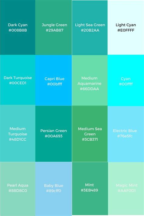 Turquoise Color | Shades of turquoise, House color palettes, Blue ...