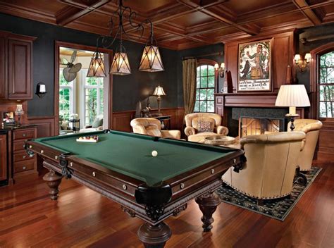 Traditional Wooden Billiard Room - Luxe Interiors + Design