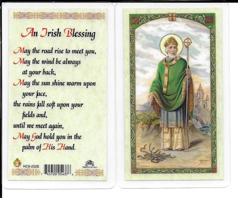 Laminated Prayer Card St. Patrick “An Irish Blessing”.