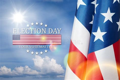 Text Election Day Your Vote Matters with USA Flag on Background of Blue ...