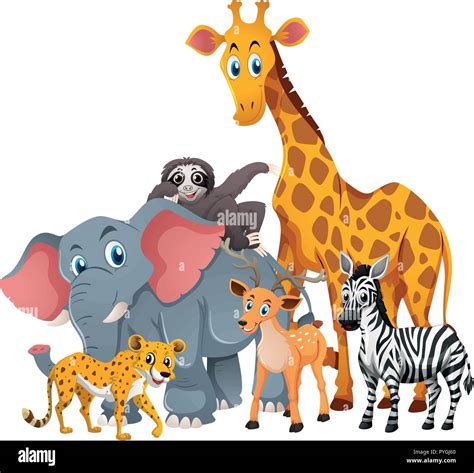 Wild animals in group illustration Stock Vector Image & Art - Alamy