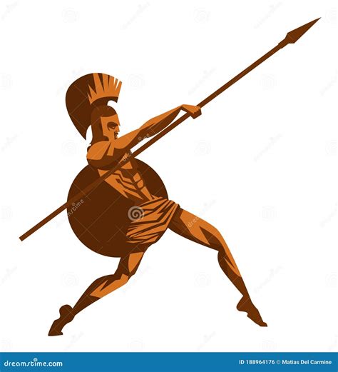 Spartan With Shield And Spear. Vector Illustration | CartoonDealer.com ...