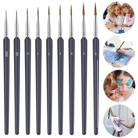 9 Pieces Fine Detail Paint Brush, Miniature Small Thin Painting Brushes ...