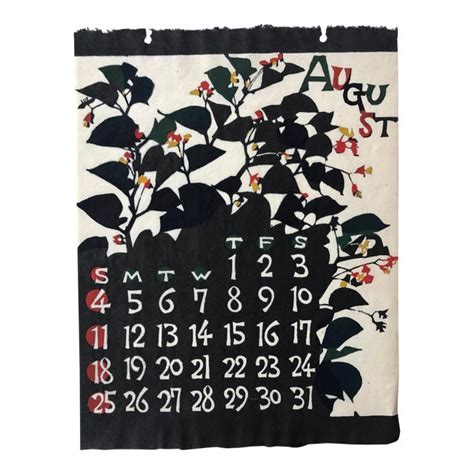 Mid Century Japanese Calendar Print Art August | Chairish