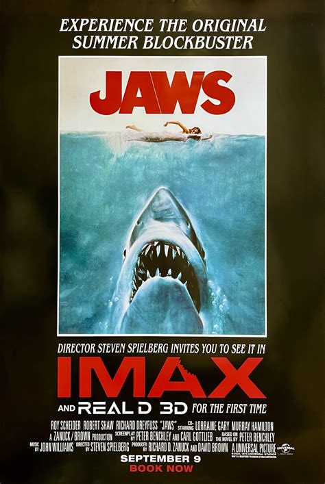 Original Jaws Movie Poster - Steven Spielberg - Great White Shark - Imax