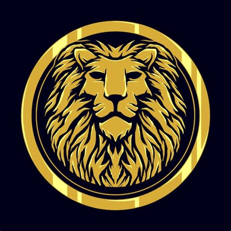 Premium Vector | Head lion gold logo