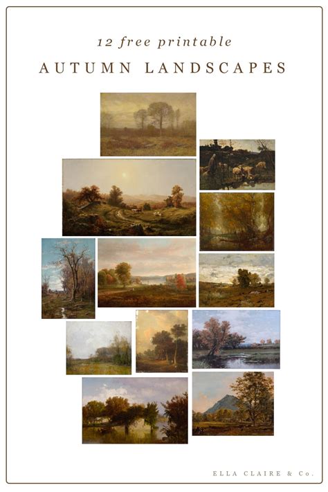 12 Free Printable Vintage Fall Landscape Paintings - Ella Claire & Co.