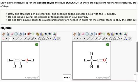 Solved Draw Lewis structure(s) for the acetaldehyde molecule | Chegg.com