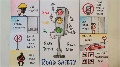 Road Safety Drawing Home Safety Rules Chart Work Safety Rules Poster ...