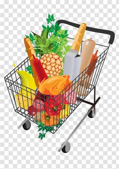 Supermarket Shopping Cart Grocery Store - Vehicle - Vector Illustration ...