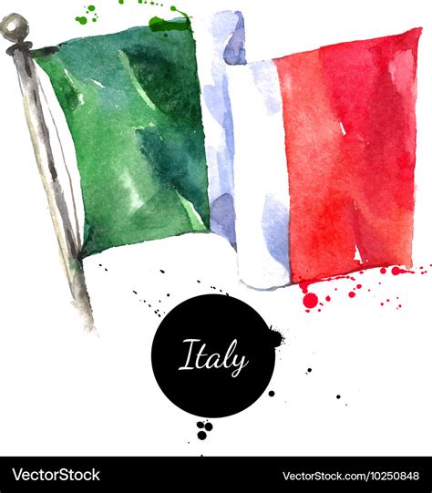 Watercolor italy flag hand drawn on white Vector Image