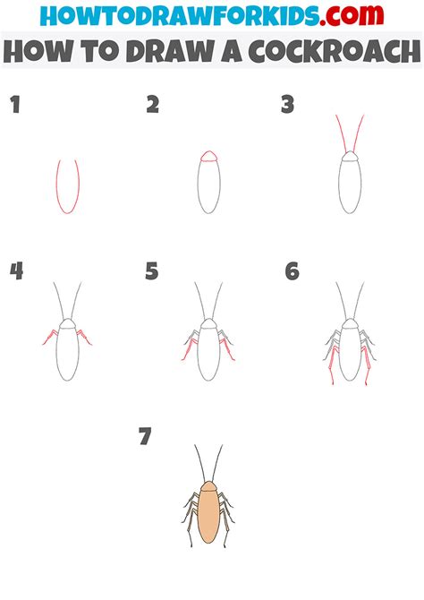 How to Draw a Cockroach - Easy Drawing Tutorial For Kids