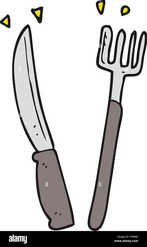 freehand drawn cartoon knife and fork Stock Vector Image & Art - Alamy