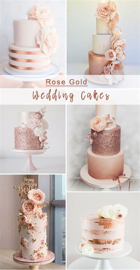 Romantic and Elegant Rose Gold Wedding Cakes