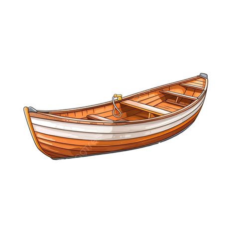 Wooden Boat In Realistic Style Boat With Oars Outline Png Illustration ...